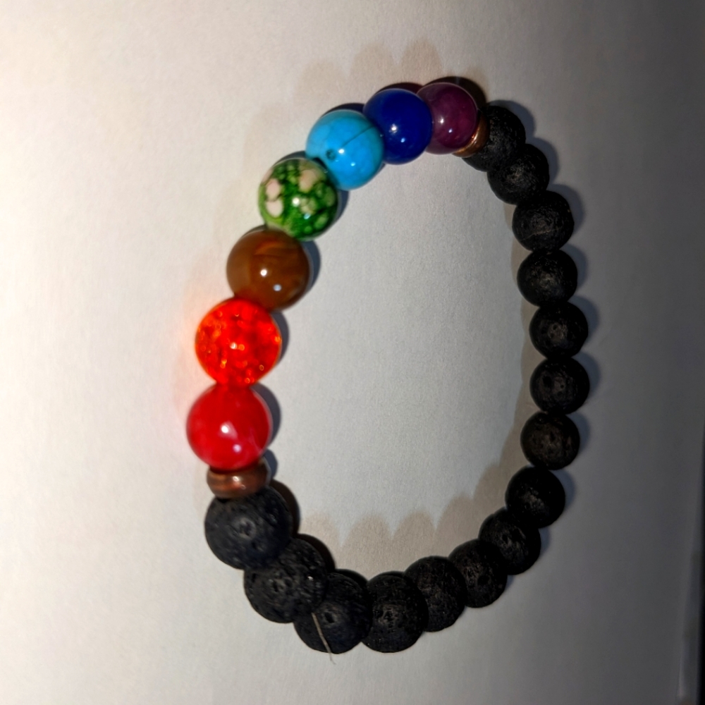 Colorful oil diffusing lava rock bracelet